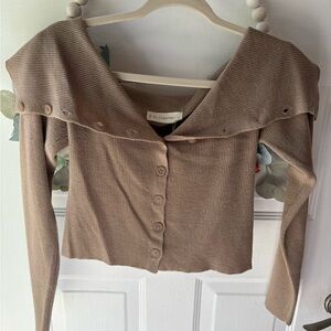 Together Tan Off-the-Shoulder Sweater
